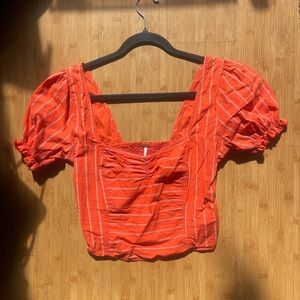 Free People Orange Striped Women's Top